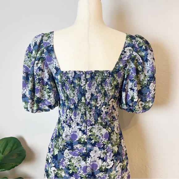 •ASTR• Floral Short Sleeve Asymmetrical Hem Midi Dress - Picture 6 of 13